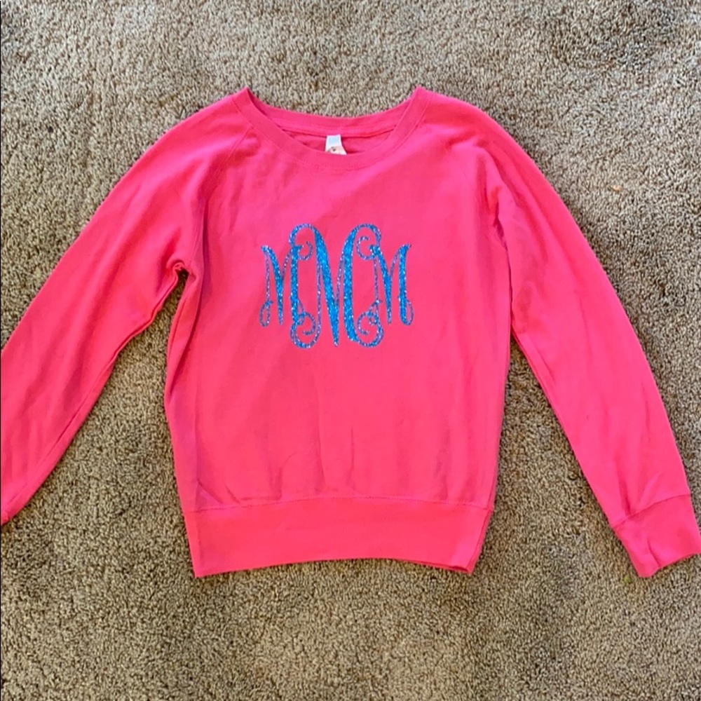 Girls pink monogrammed lightweight sweatshirt MMM